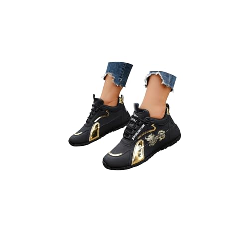 Women’s Glitter Sparkly Fashion Sneakers Air Cushion Walking Shoes Classic Retro Lace-Up Non-Slip Gum Sole Cushion Insole for Casual Walking Street Style Waterproof Dressy Sneaker