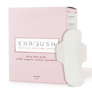ENROUSH Organic Cotton Sanitary Pads with Wings | Period & Menstrual Pads for Women | Pure, Non-Toxic, Hypoallergenic | Ultra-Absorbent, No Irritation | Healthy Choice for Your Body - 8 pcs Maxi
