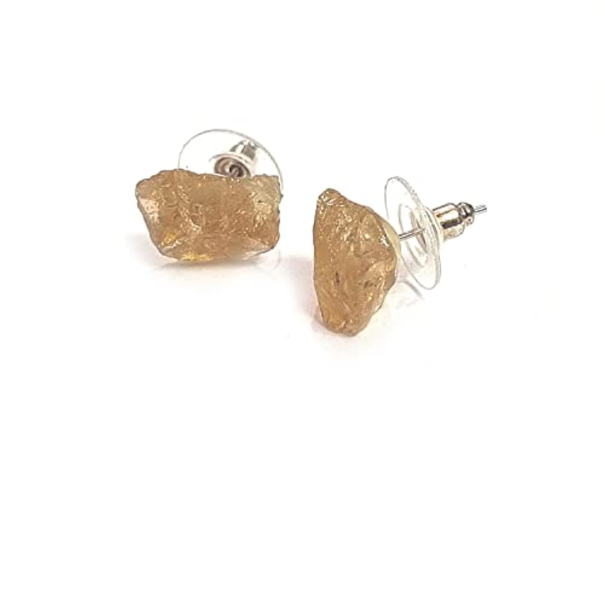 Women's Natural Citrine Crystal Raw Stud Jhumka Earrings