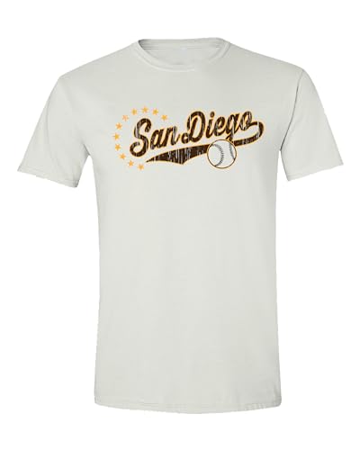 J2 Sport San Diego Baseball T-Shirt – Men & Women Short Sleeve T Shirt Tee Tshirt White