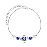 Blue Bracelet for Women 925 Sterling Silver Clover Bracelets St. Patrick's Bracelet Sapphire Dainty