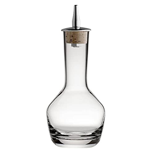 Bitters Bottle - Lead Free Crystal Glass with Cork and Stainless Steel Dasher Top - 90ml / 3oz - The Best Professional Bar Tool for Making Craft Cocktails and The Perfect Whiskey Old Fashioned