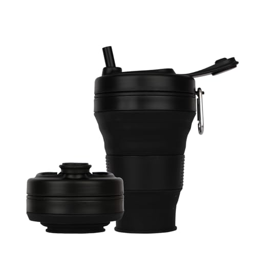 CYNROFVEN Silicone Collapsible Coffee Cup 20oz Black