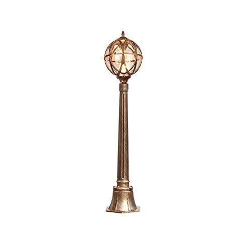 Farola de aluminio y bronce tradicional con globo de vidrio para jardines europeos de lujo