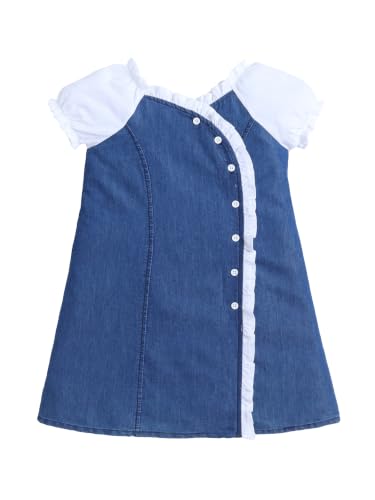 Image of Dresses for Kids Girls, Stylish Knee Length Once Piece Denim Frocks for Girls, Casual Dress for Summer & Special Occasion