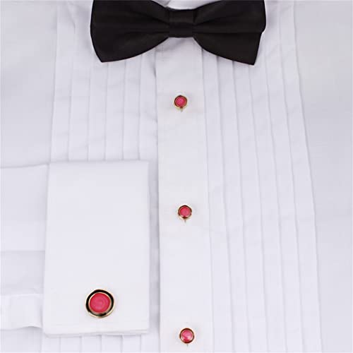 Dgwlnfdms Men's Enamel Cufflinks Set Fashion Gold Plated Gradient Enamel Cufflinks And Tuxedo Shirt Rivets (Color : B, Size : Same Size) #TOP1
