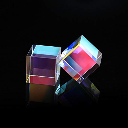 RGB Prism, Glass 6sides Bright Optical Glass Prism Cube Colorful Combiner Splitter for Physics and Decoration, 12.7mm