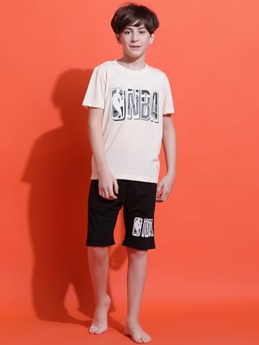 Image of Li'l Tomatoes Boys 100% Cotton Night Suit | Summer T-Shirt & Shorts Set | Soft & Breathable Sleepwear | 9-16 Years
