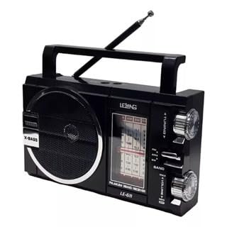Rádio Retrô Portátil Analógico LE-611 Preto FM/AM/SW Alça Preta 1...