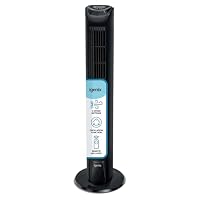 Igenix DF0035TBL Oscillating Tower Fan with 7.5 Hour Timer and Remote Control, 45 W, 3 Speed Settings and Quiet Operation, Plastic, Black