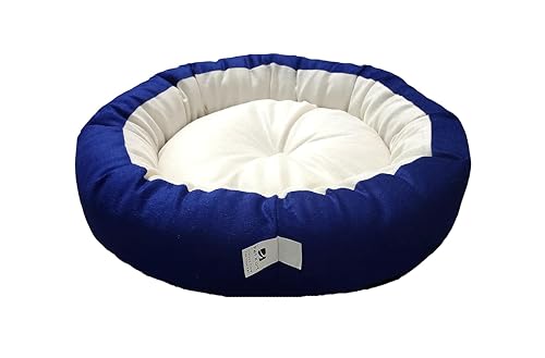 Image of Medium Size Dog Bed for Medium Size Dogs, Puppies, Kitten and cat Bed Velvet Fabric Dual Color Blue-Cream Anti Skid Bottom Washable Export Quality Pet Bed