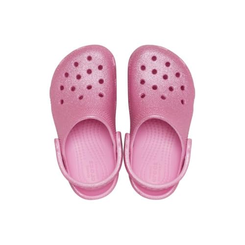 Image of Crocs Classic Glitter Clogs (Little Kid /Big Kid) Pink Tweed Glitter 1 Little Kid M