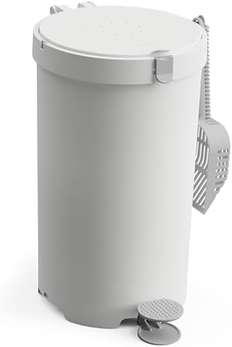 Modkat Contenedor de arena prémium  Eliminación de arena para gatos (incluye cuchara de arena, 2 filtros de carbón de bambú y 10 bolsas de basura