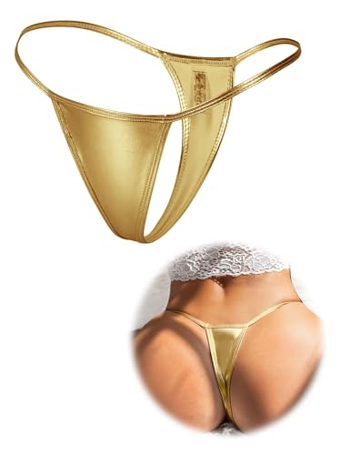 ohmydear Mini G-String para Mujeres de Piel Tanga Mujer T-Back Sintético Micro Tangas Tallas Grandes Cintura Baja Ropa Interior Mujer Brasileña Bragas Fiesta Bikin