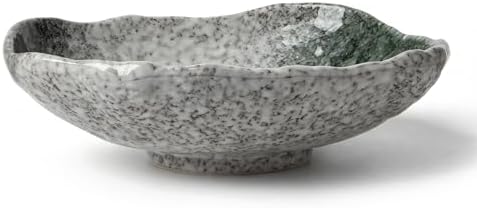 DOWAN 9.5" Wabi-Sabi Decorative Bowl, Irregular Moss Green Glazed...