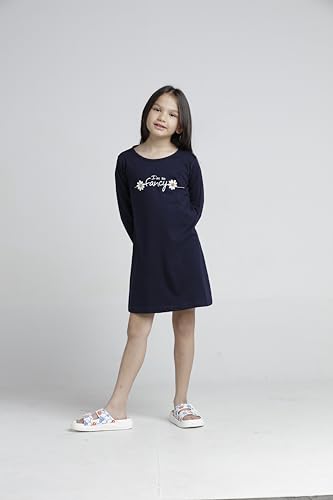 Image of T2F Girls Cotton Printed Regular Fit Full Sleeve Knee Length Nightgown (Pack of 3)