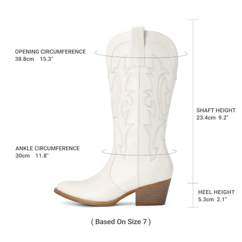 Image of DREAM PAIRS Women's Cowboy Cowgirl Boots Embroidered Pointed Toe Low Heel Western Mid Calf Boot for Theme Party Country Concert