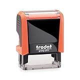 Trodat Printy 4911 – neon orange- mit Wunschtext personalisierbarer Namensstempel – gleich online gestalten, Adressstempel oder Textstempel - 38x14 mm - 4 Zeilen, hochwertiger Stempel zum Superpreis