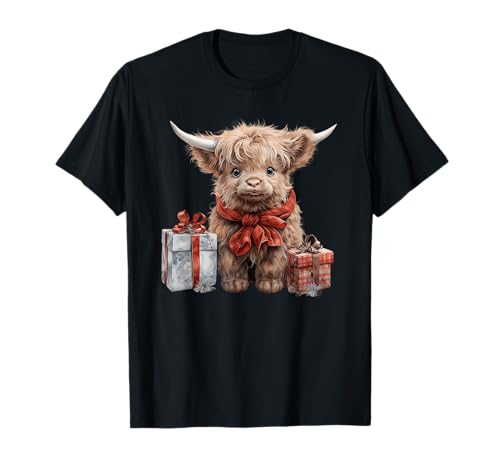 Aesthetic Xmas Graphic for Animal Lover Cute Christmas Cow Maglietta