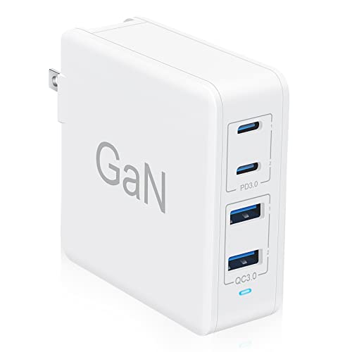 ARyee 100W USB C Charger 4-Port Type C Charger GaN Fast Power Adapter Compatible with MacBook Pro/Air, iPhone 12/13, iPad Mini/Pro, Dell XPS, Galaxy S21 and other Smartphones, Tablets, Laptops