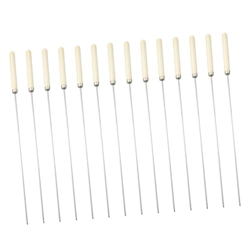 Abaodam 25Piezas Pinchos de Inoxidable con Mango de Madera para Barbacoa Resistentes y Fáciles de Limpiar Perfectos para Pollo y