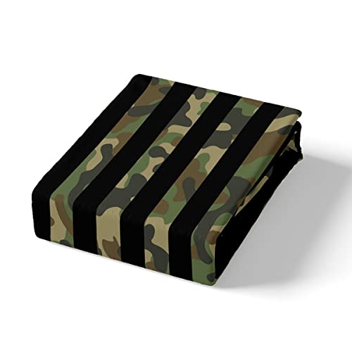 Army Camouflage Bed Sheet Set American Flag Bedding Set For Kids Boys Girls Teens Military Theme Decor Jungle Green Camo Usa Flag Fitted Sheet Independence Day Bed Cover Twin Size 3Pcs Bedding Sheet #TOP3