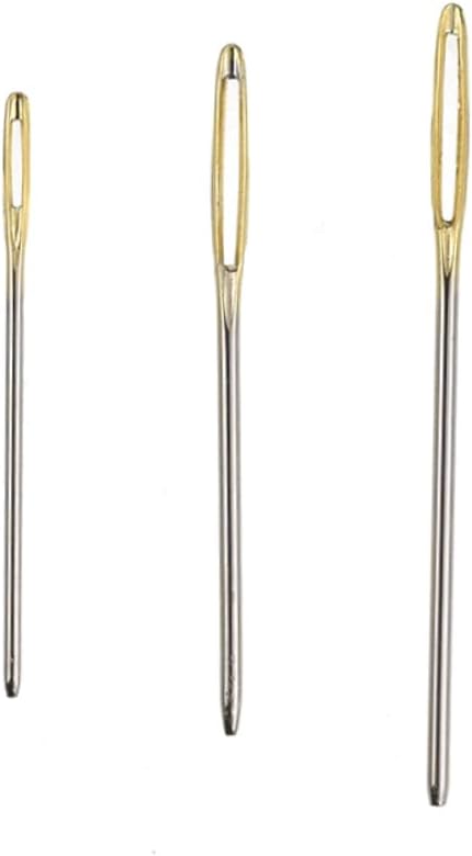 Anneome Stainless Steel Sewing Needles Large Hole Needles Weaving Knitting Tools 12pcs with Storage Bottle