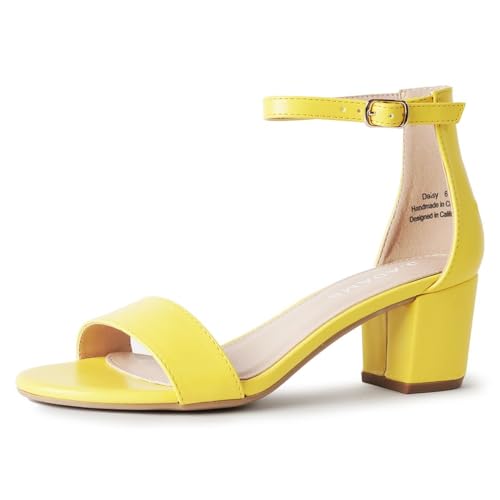 Image of J. Adams Daisy Heeled Sandals - Ankle Strap Low Block, Open Toe Dress Pumps, Chunky Heels - Dressy Shoes for Women - Bridal, Wedding, Summer Sandals