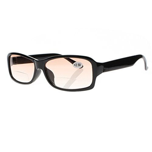 Men Black Rectangular Bifocal Lens Reading Glasses Anti-UV Reader