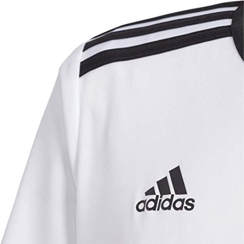 adidas Boys' Entrada 18 AEROREADY Primegreen Regular Fit Soccer Short Sleeve Jersey White-Black Medium
