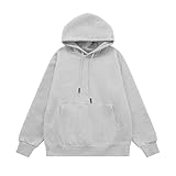 YANBLOS Men Sweatshirt Men Personality Trend Hoodies Sweater Men Kangaroo Pocket Long Sleeve Sweatshirt Men Casual Fashion Solid Color Hooded Q-Light Grey XL