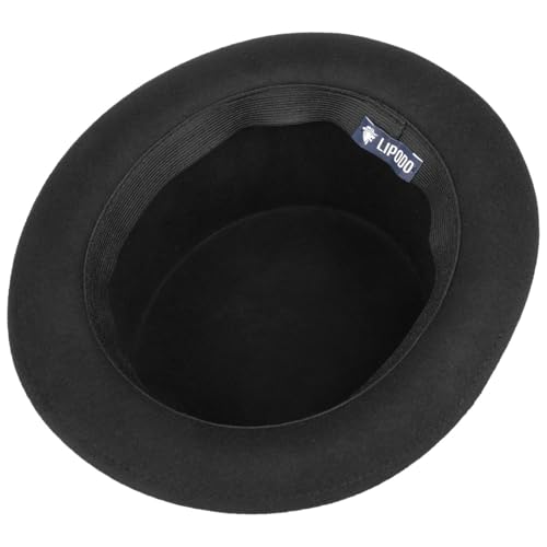 Lipodo Zylinder Filzhut Damen und Herren Wollfilzhut Made in Italy Hochzeitshut mit Ripsband Sommer Winter schwarz L (58-59 cm)