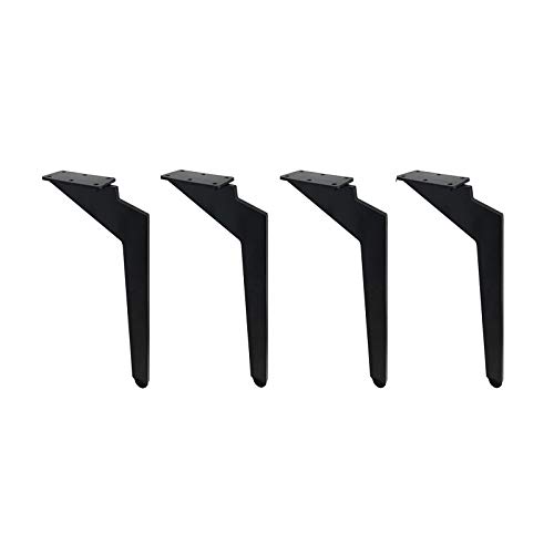 GAROEN 4 Patas de Mesa de Metal Resistentes, Patas de Hierro Negro para Muebles de Bricolaje, Patas con Tornillos y Protectores (16 cm/6,3 Pulgadas)