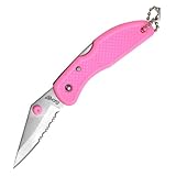 Fury Mighty II Folding Pocket Knife with Nylon Copolymer Handle, 3-Inch Closed, Pink with Lanyard