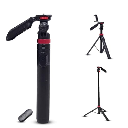 Image of Digitek (DTR 565 SS) Tripod Selfie Stick with Wireless Remote, 360 Rotation, 7-Section Aluminum Rod, 1450mm Max Height, 3kg Load, GoPro Adapter - Compatible with Phone & Action Cameras