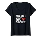 Femme Save a Life Adopt a Cairn Terrier pour chien T-Shirt avec Col en V