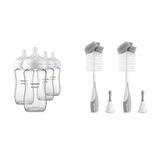 Image of Philips Avent Glass Natural Baby Bottle with Natural Response Nipple, Clear, 8oz, 4pk, SCY913/04