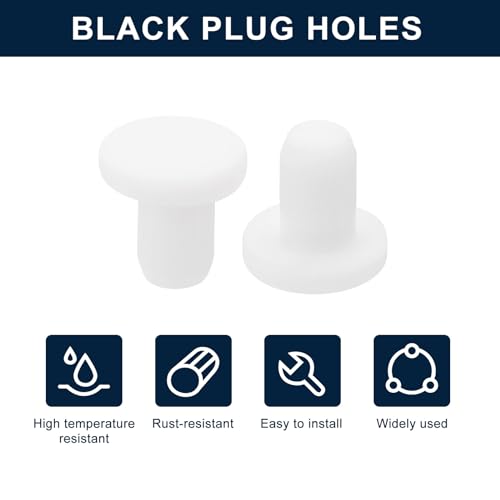 Image of uxcell 32 Pieces White Rubber Stopper, 4.8mm Plug Holes for 4.5mm /0.18 inch Hole
