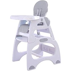 Trona Mesa Carrefour Babify Eat&Play Trona Convertible en Silla y Mesa, Reclinable, Doble Bandeja Extraible Multiposiciones, Asiento Gris, 1 Unidad (Paquete de 1)