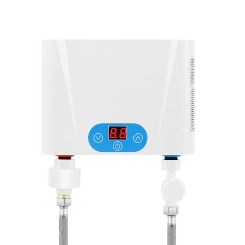Durchlauferhitzer 5500W 220V Elektrische Warmwasserbereiter Tankloser Mini-Warmwasserbereiter mit LED Temperaturanzeige Trockengehschutz für Waschbecken, KüChen, SpüLbecken