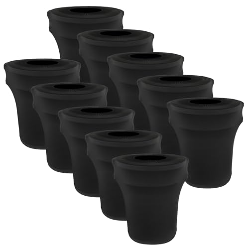 Image of BSTKEY 44 Gallon Stretch Spandex Trash Can Cover, 10 Pack Outdoor Fitted Waste Container Cover Round Garbage Can Covers for Wedding Party Commercial Fundraiser Decor, Without Trash Can (Black)