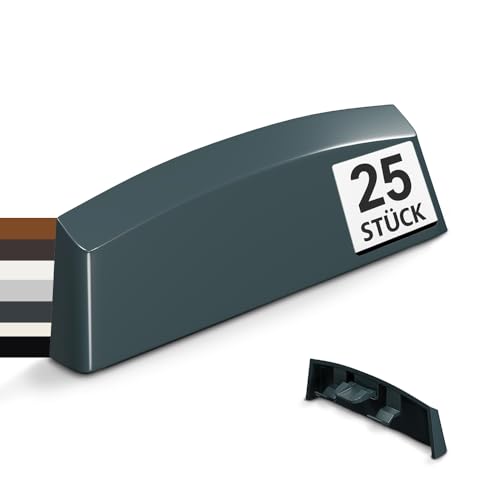 VOOXA 25 Stück Fenster Wasserschlitzkappen 45mm Anthrazitgrau RAL7016 für Schlitzfräsungen von 29-33 x 4,6-5 mm