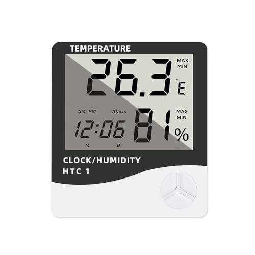 Image of AERYS HTC-1 Digital Hygrometer Thermo-Meter Humidity Meter with Alarm Clock LCD Display (HTC1)