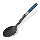 Tasty Serving Spoon with Measurements, Non-Stick Cooking Spoon, Spoon Ladle with Soft Grip Handle, Stirring Spoon, Non-Scratch Kitchen Utensil, Dimensions, 34 x 7 cm, Colours, Dark Blue, Grey