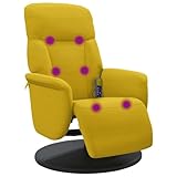 vidaXL Massagesessel ohne Netzadapter, Sessel Verstellbare Rückenlehne Fußteil, Drehbar Fernsehsessel Relaxsessel mit Liegefunktion, Liegesessel Polstersessel Ruhesessel, Gelb Samt