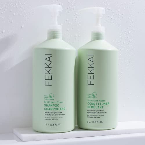 Fekkai Brilliant Gloss Conditioner - 1 Liter - Replenishes Moisture In Dry, Frizz-Prone Hair - Salon Grade, Ewg Compliant, Vegan & Cruelty Free #TOP5