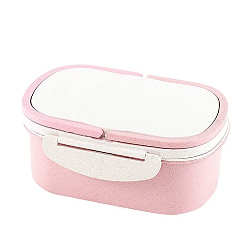 Bento Boxes Lonchera para doble caja bento portátil para trituradora de frutas, contenedor de alimentos, caja de almacenamiento de vajilla de cocina (color: rosa)