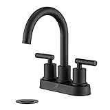 HOMELODY Bathroom Faucet Matte Black 2 Handles Bathroom Faucet 4-Inch Centerset Bathroom Faucet 2 or 3 Holes, 360°Swivel Spout Lavatory Faucet with Pop-up Drain Assembly