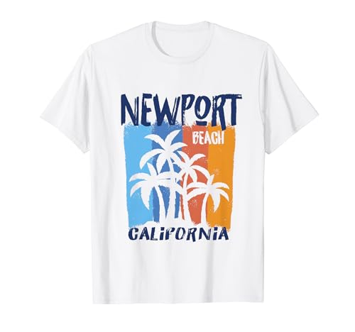 Newport Beach California Divertido Colorido Diseño de Palmeras Camiseta