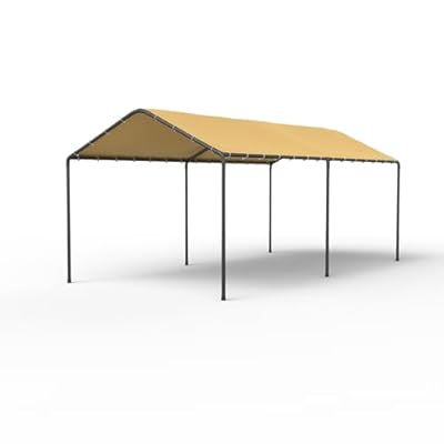 GOJOOASIS 10x20 Carport Heavy Duty Portable Garage Shelter Metal Car Canopy Tent with UV-Resistant & Weatherproof Top Cover for RV & Vehicles (Yellow, 10x20 Without sidewalls)